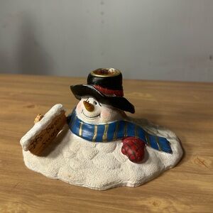 Christmas winter it’s been swell melted snowman tall candle holder